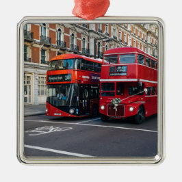 Red Double Decker Buses Metalen Ornament