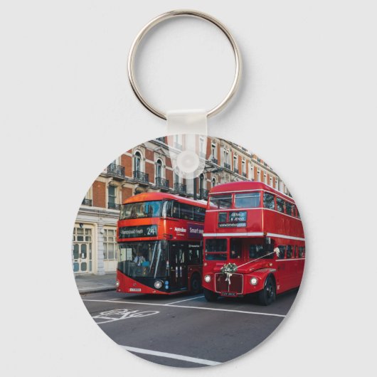 Red Double Decker Buses Sleutelhanger (Voorkant)