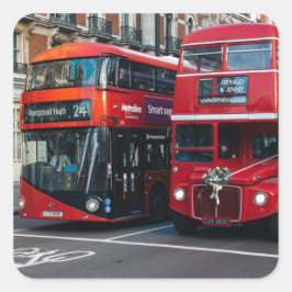 Red Double Decker Buses Vierkante Sticker
