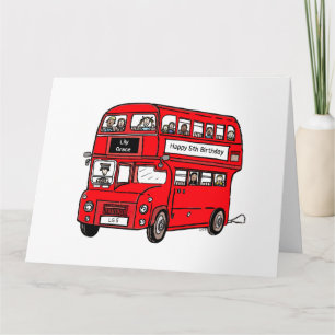 Red Double Decker London Bus Birthday Kaart