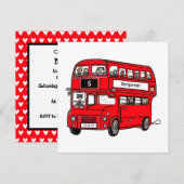 Red Double Decker London Bus Verjaardag uitnodigin Kaart (Voorkant / Achterkant)