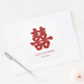 RED Double Happiness Chinese kalligrafie azian Vierkante Sticker (Envelop)