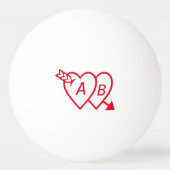 Red Double Hearts met Cupids Arrow en Initialen Pingpongballen (Voorkant)