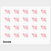 Red Double Hearts with Cupids Arrow and Initials Ronde Sticker (Vel)
