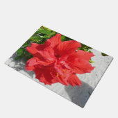 Red Double Hibiscus Flower Deurmat (Schuin)