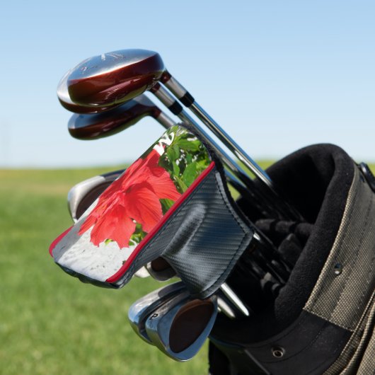Red Double Hibiscus Flower Golfheadcover (Insitu)