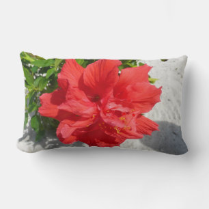 Red Double Hibiscus Flower Kussen