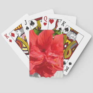 Red Double Hibiscus Flower Pokerkaarten