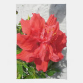 Red Double Hibiscus Flower Theedoek (Verticaal)
