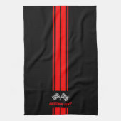 Red Double Race 🏎 Stripes met vlag Theedoek (Verticaal)