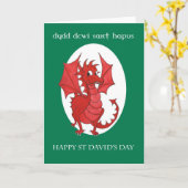 Red Dragon Bilingual St David's Day Wenskaart Kaart (Gele Bloem)