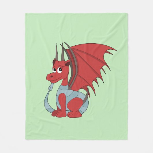 Red Dragon Cartoon Fleece Deken (Voorkant)