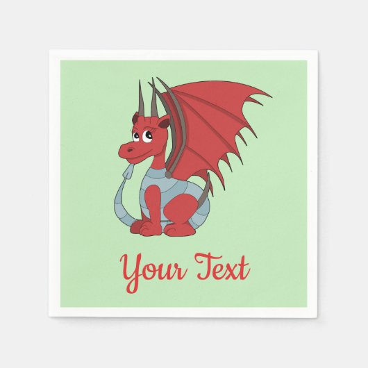 Red Dragon Cartoon Napkins Servet (Voorkant)