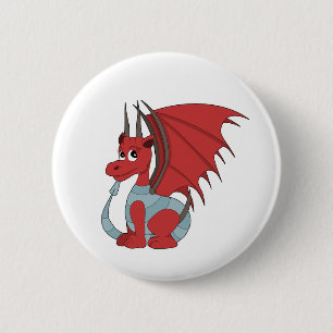 Red Dragon Cartoon Ronde Button 5,7 Cm