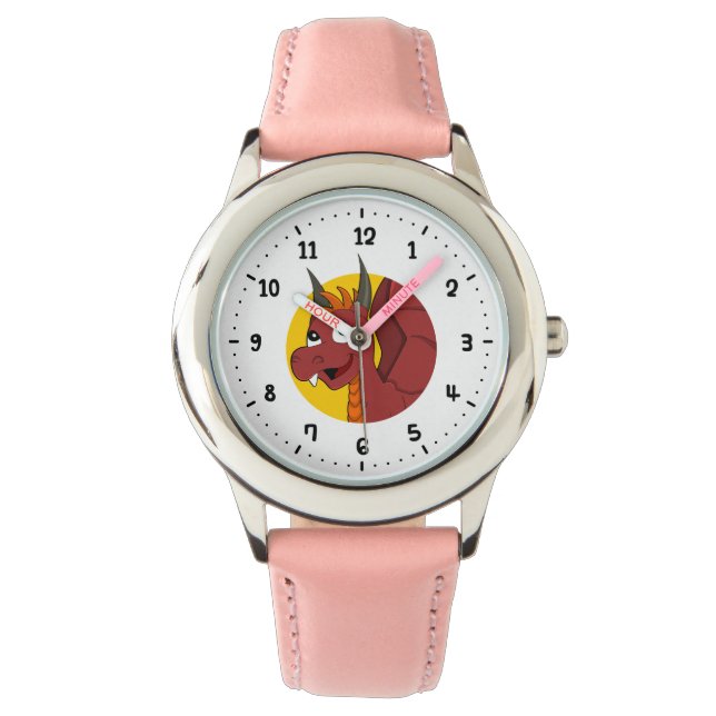 Red dragon cartoon watch horloge (Voorkant)