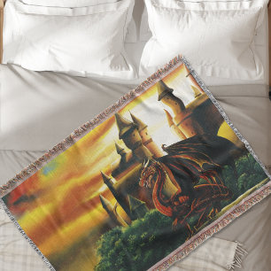 Red Dragon Castle Fantasy Deken