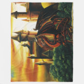 Red Dragon Castle Fantasy Fleece Deken (Voorkant)