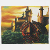 Red Dragon Castle Fantasy Fleece Deken (Voorkant (Horizontaal))