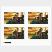 Red Dragon Castle Fantasy Rechthoekige Sticker (Vel)