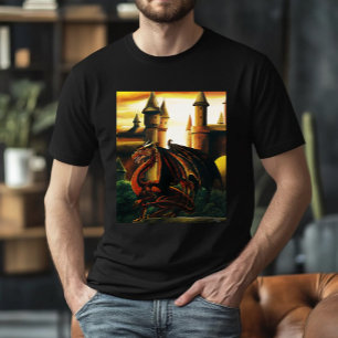 Red Dragon Castle Fantasy T-shirt