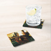 Red Dragon Castle Fantasy Vierkante Kartonnen Onderzetter (Insitu)