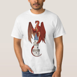 Red Dragon Design op een wit T-shirt