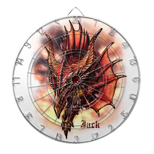 Red Dragon Fantasy Custom Name Dart Board Dartbord (Voorkant)