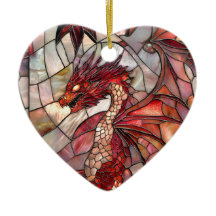 Red Dragon Faux Glas in lood Design