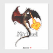 Red Dragon Fire Ademend Hart Gepersonaliseerd Sticker (Vel)
