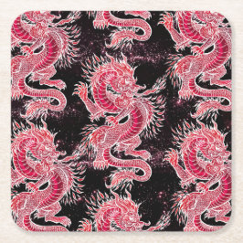 Red Dragon Galaxy Vierkante Kartonnen Onderzetter