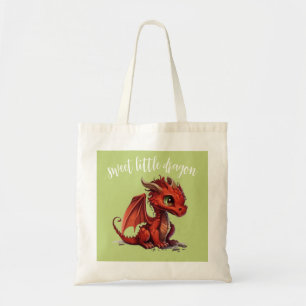 Red Dragon geboorte staat paarse groene waterverf Tote Bag