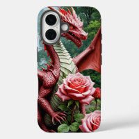 Red Dragon iPhone16 Coque avec Rose Garden Design