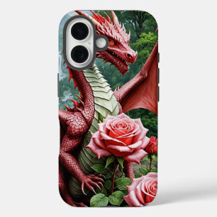Red Dragon iPhone16 Hoesje met Roos Garden Design