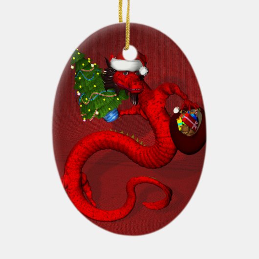 Red Dragon Keramisch Ornament (Achterkant)