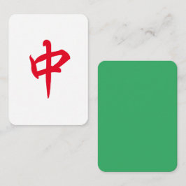 Red Dragon Mahjong Tegel met Jade Green Back Notitiekaartje