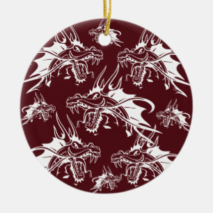 Red Dragon Mythical Creature Cool Fantasy Design Keramisch Ornament