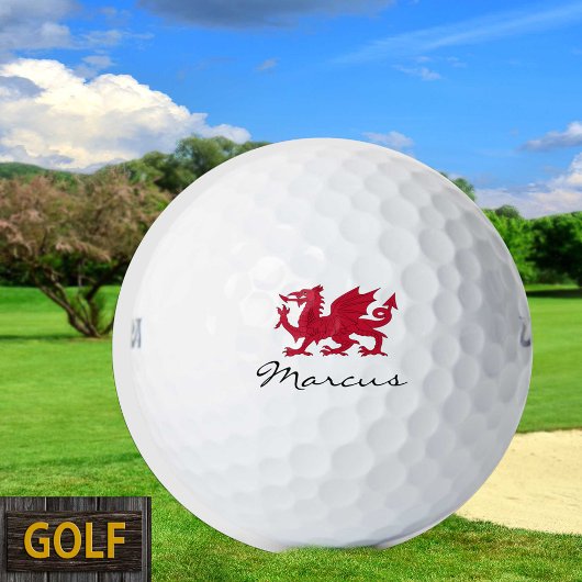 Red Dragon of Wales, Welsh flag, Monogrammed Golfballen