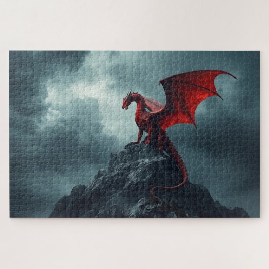Red Dragon On Cliff Jigsaw Puzzle Legpuzzel (Horizontaal)