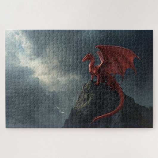 Red Dragon On Cliff Jigsaw Puzzle Legpuzzel (Horizontaal)