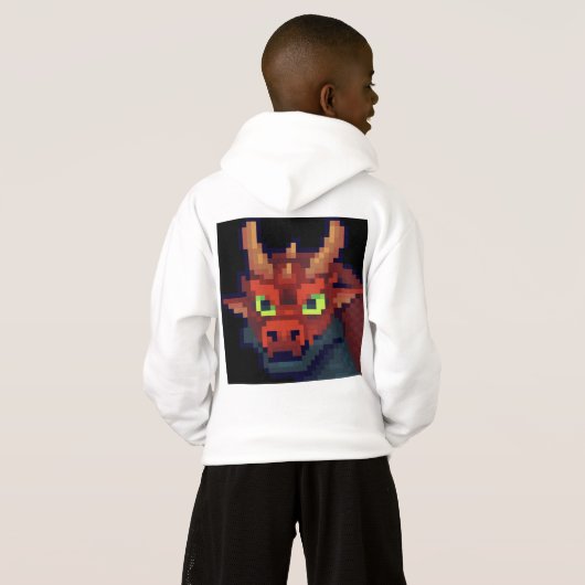 Red Dragon pixel art hoodie (Achterkant volledig)