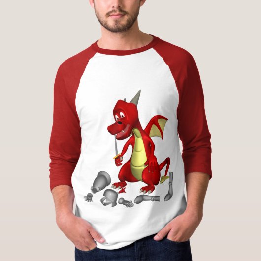 Red Dragon plukken ridder uit tanden T-shirt (Voorkant)