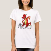 Red Dragon plukken ridder uit tanden T-shirt (Voorkant)