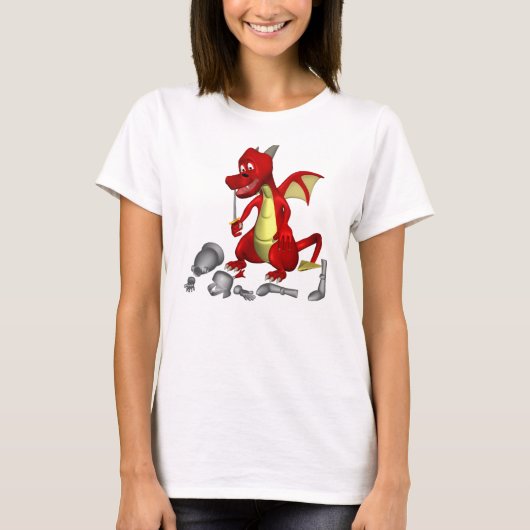 Red Dragon plukken ridder uit tanden T-shirt (Voorkant)
