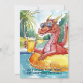 Red Dragon Pool Party Anniversaire Invitation (Dos)