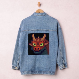 Red Dragon, rode draak, pixelart Denim Jacket