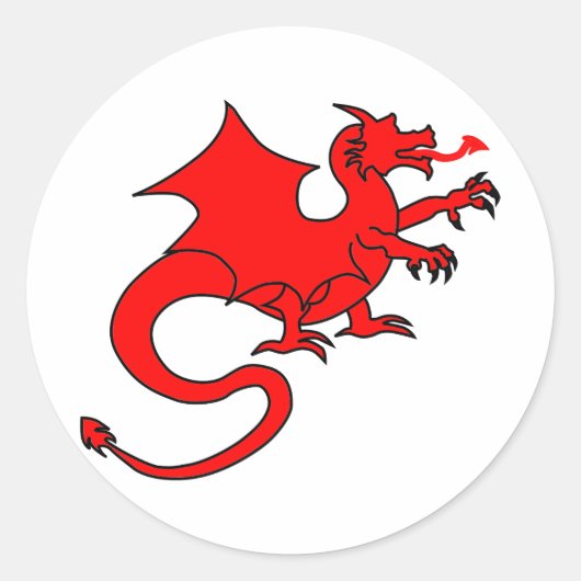 Red Dragon Ronde Sticker (Voorkant)