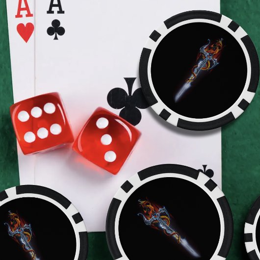 Red Dragon Sword Fantasy Poker Chips