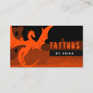 Red Dragon Tattoo Artist Social Media Modern Black Visitekaartje