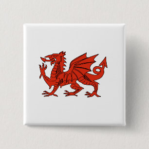 Red Dragon Vierkante Button 5,1 Cm
