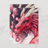 Red Dragon Waterverf Art Bedankkaart (Voorkant / Achterkant)